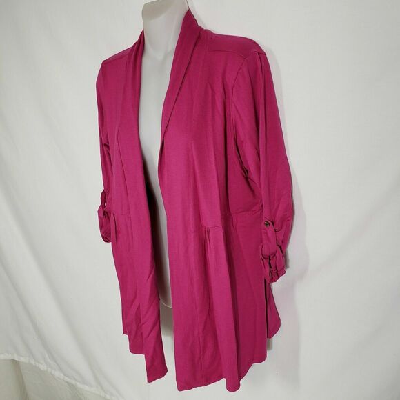 L.L. Bean Womens Small Petite Open Front Cardigan Pink 48% Supima Cotton Spandex - Picture 7 of 11